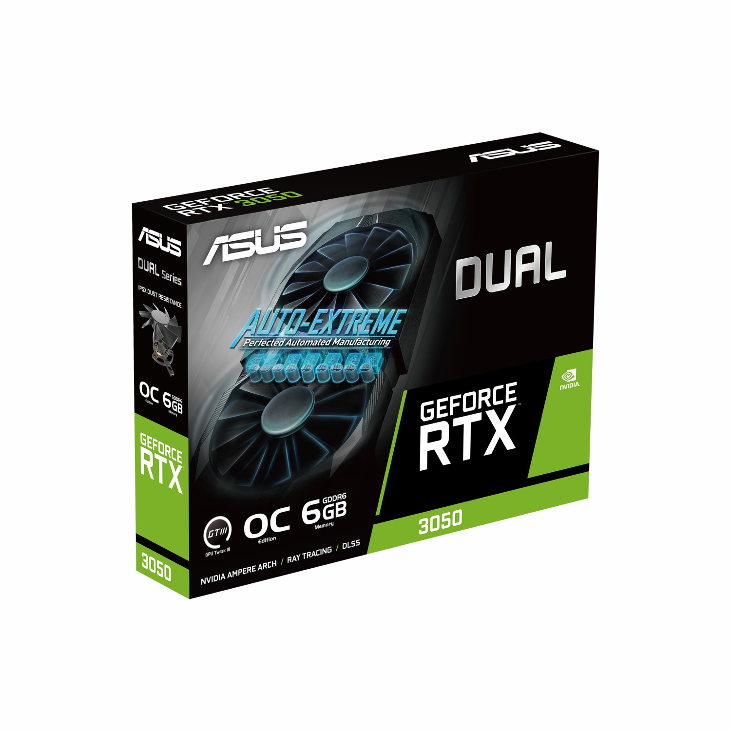 کارت گرافیک ایسوس GeForce RTX 3050 Dual OC Edition حافظه 6 گیگابایت GDDR6 رابط HDMI، DisplayPort و DVI-D